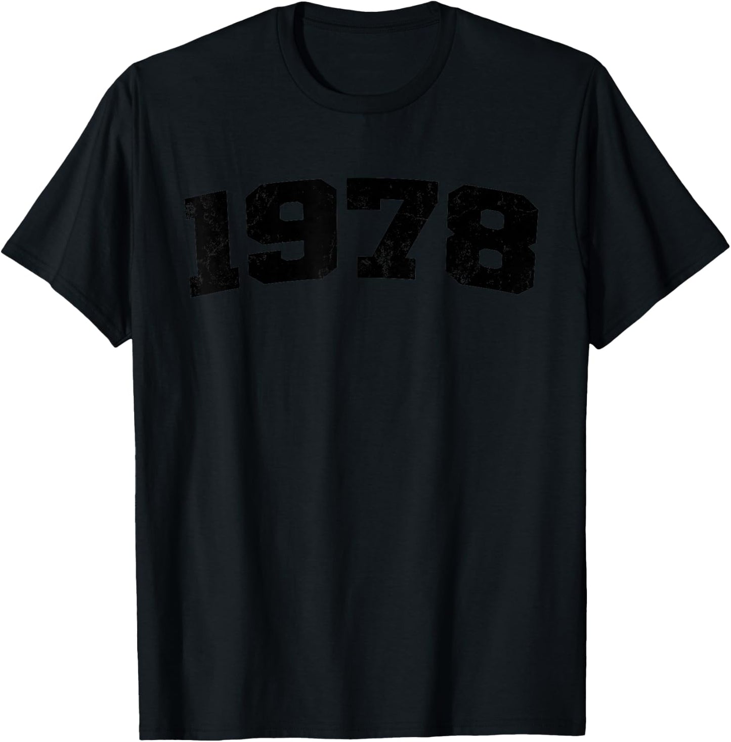 1978 Vintage Arched Varsity Retro Distressed Birthday Year T-Shirt - T-Shirt | Black