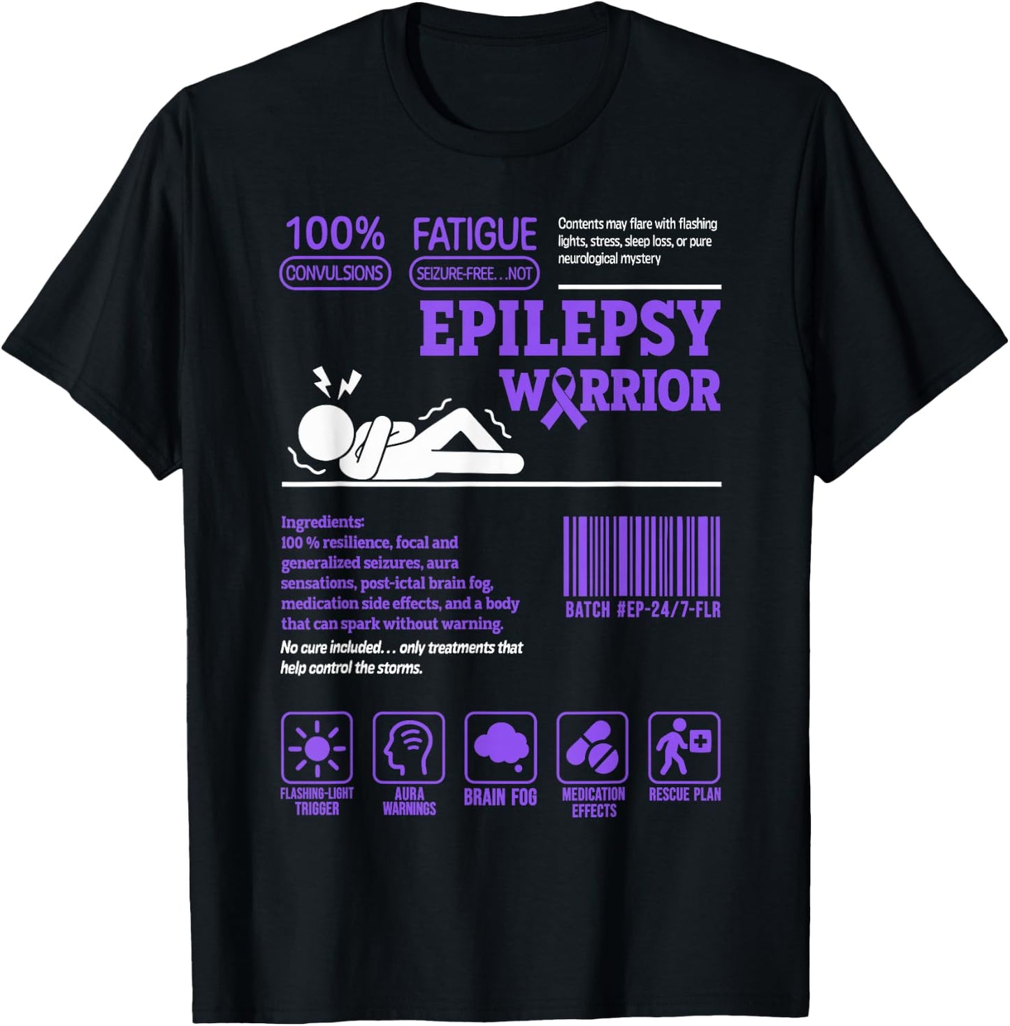 Funny Epilepsy Warrior Epilepsy Awareness T-Shirt - T-Shirt | Black