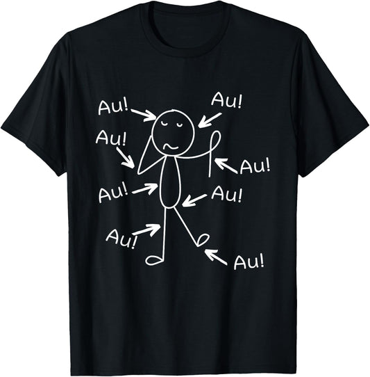 Funny Old Man Old Woman Aua Au Birthday , black T-Shirt - T-Shirt | Black