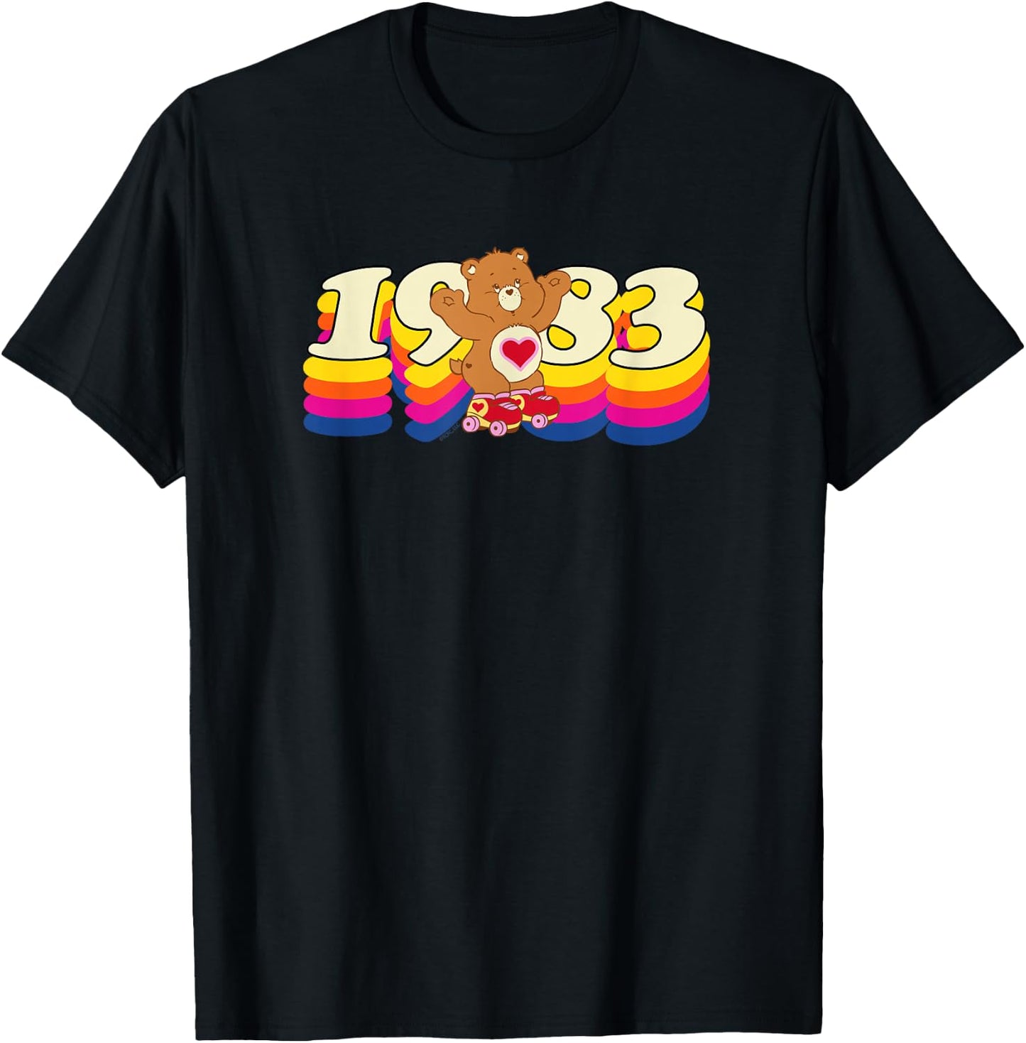Care Bears Tenderheart 1983 Rollerskating Retro Cartoon T-Shirt - T-Shirt | Black
