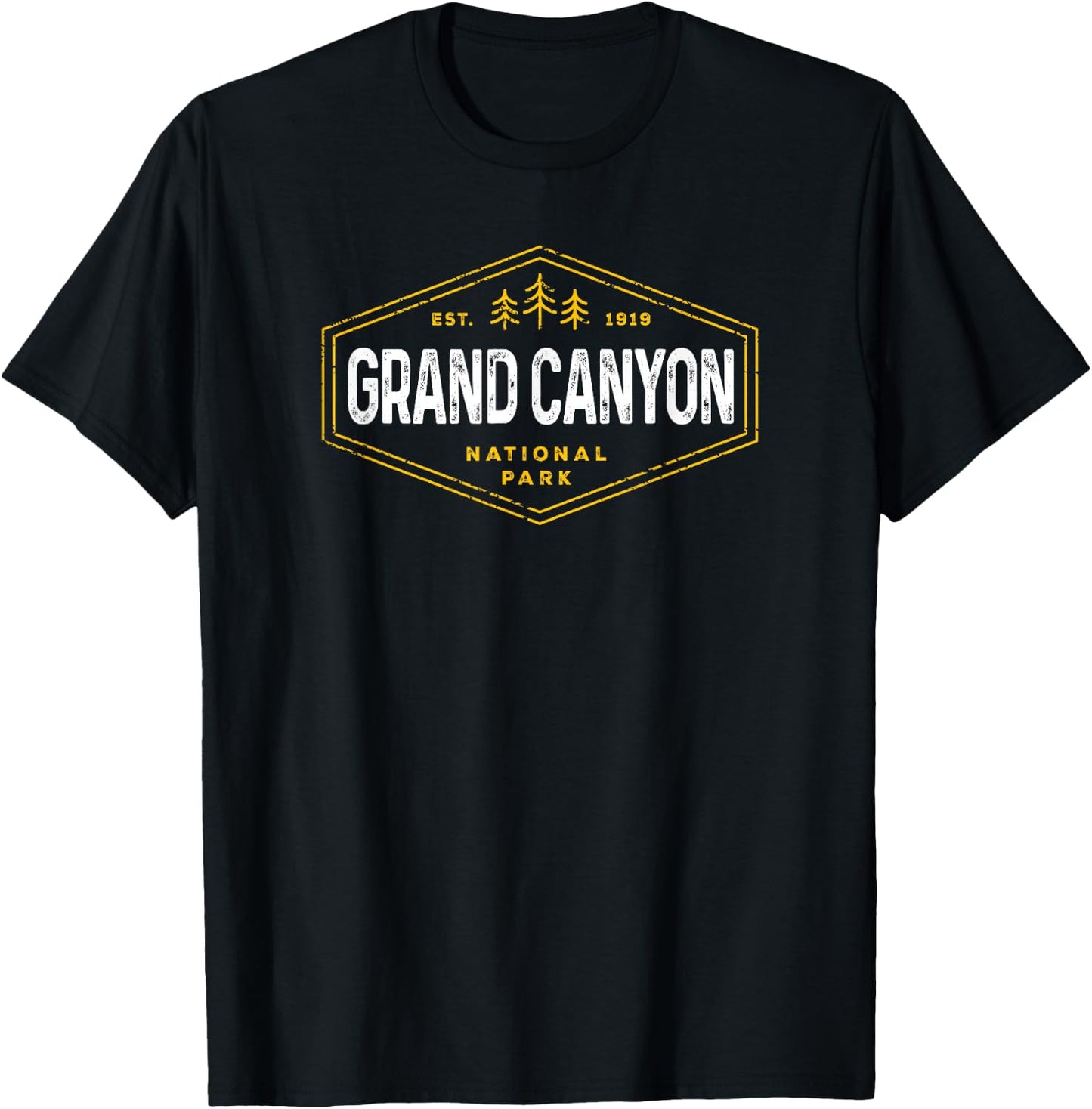 Grand Canyon National Park Shirt Vintage Hexagon Badge Hike T-Shirt - T-Shirt | Black