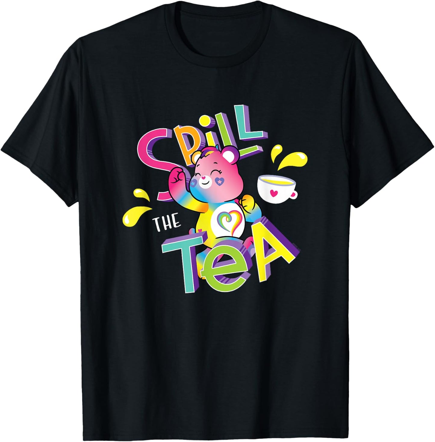 Care Bears Spill the Tea Kindness Keeper Rainbows Cartoon T-Shirt - T-Shirt | Black