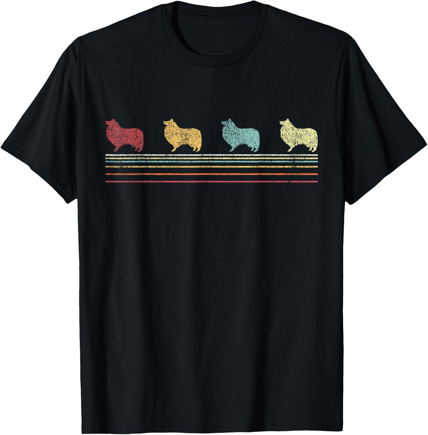 Retro Sheltie Mom Sheltie Dad Shetland Sheepdog Vintage T-Shirt - T-Shirt | Black