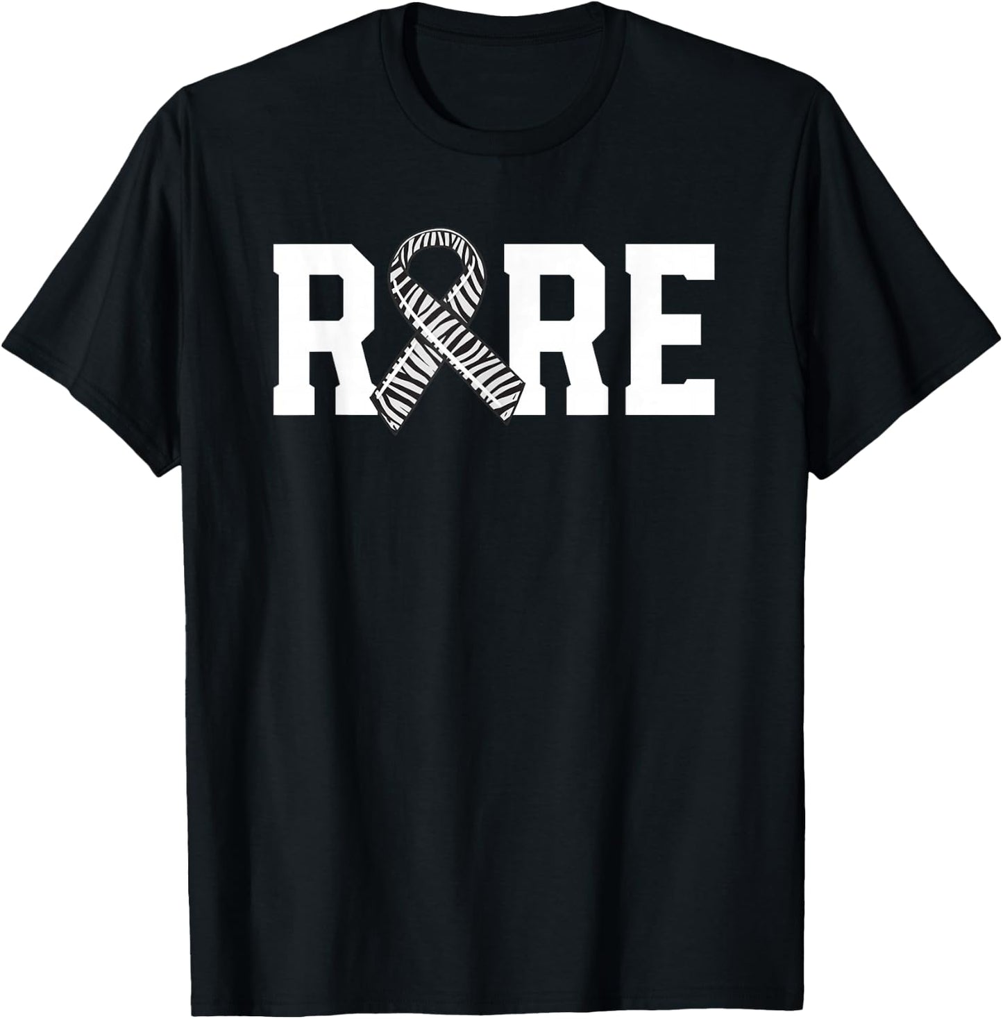 Rare Disease Awareness Walk Zebra Ribbon EDS Carcinoid T-Shirt - T-Shirt | Black
