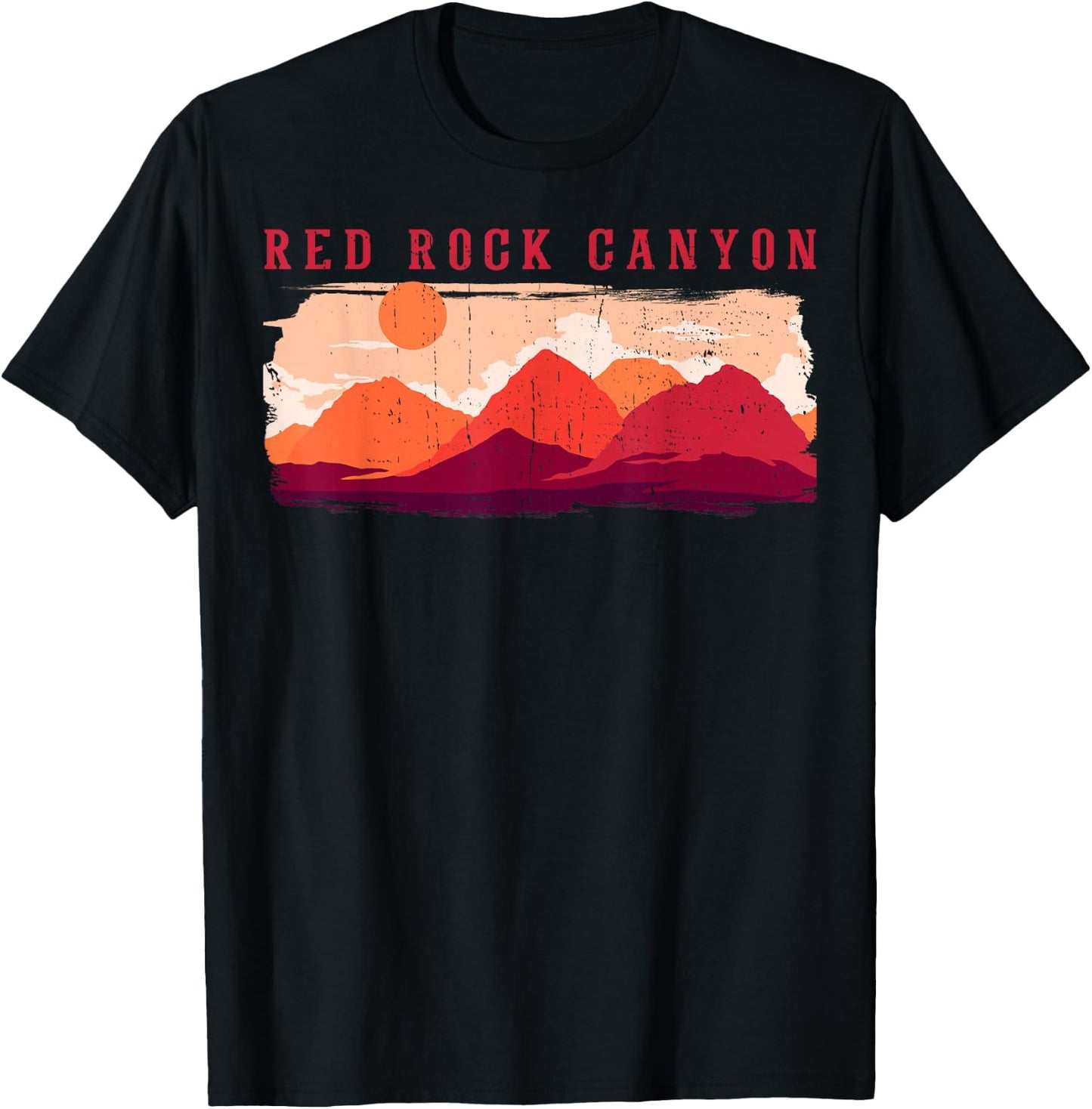 Retro Red Rock Canyon Nevada Souvenir Graphic Themed Print T-Shirt - T-Shirt | Black