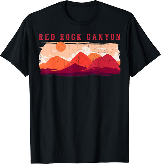 Retro Red Rock Canyon Nevada Souvenir Graphic Themed Print T-Shirt - T-Shirt | Black