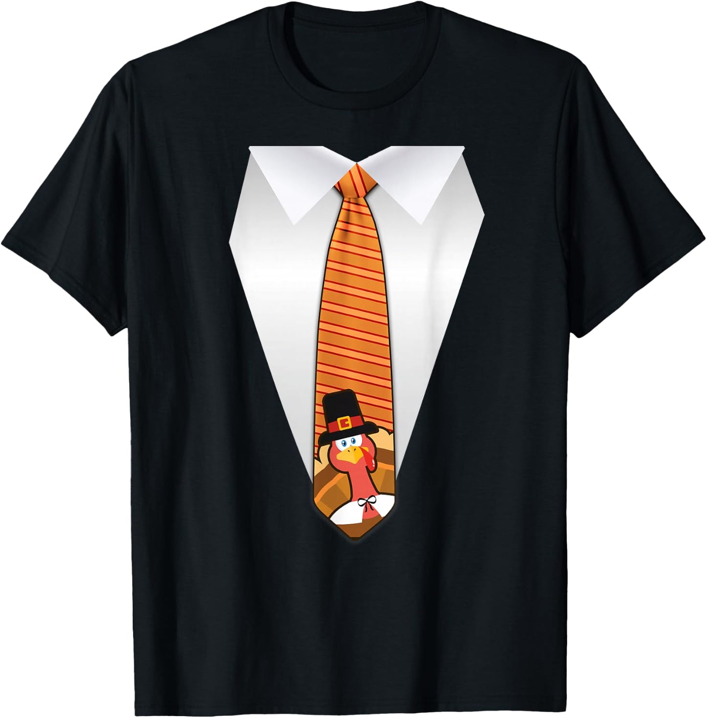 Oh Boy Love It Thanksgiving Family Dinner Tie, Funny Thanksgiving Turkey Tie T-Shirt - T-Shirt | Black