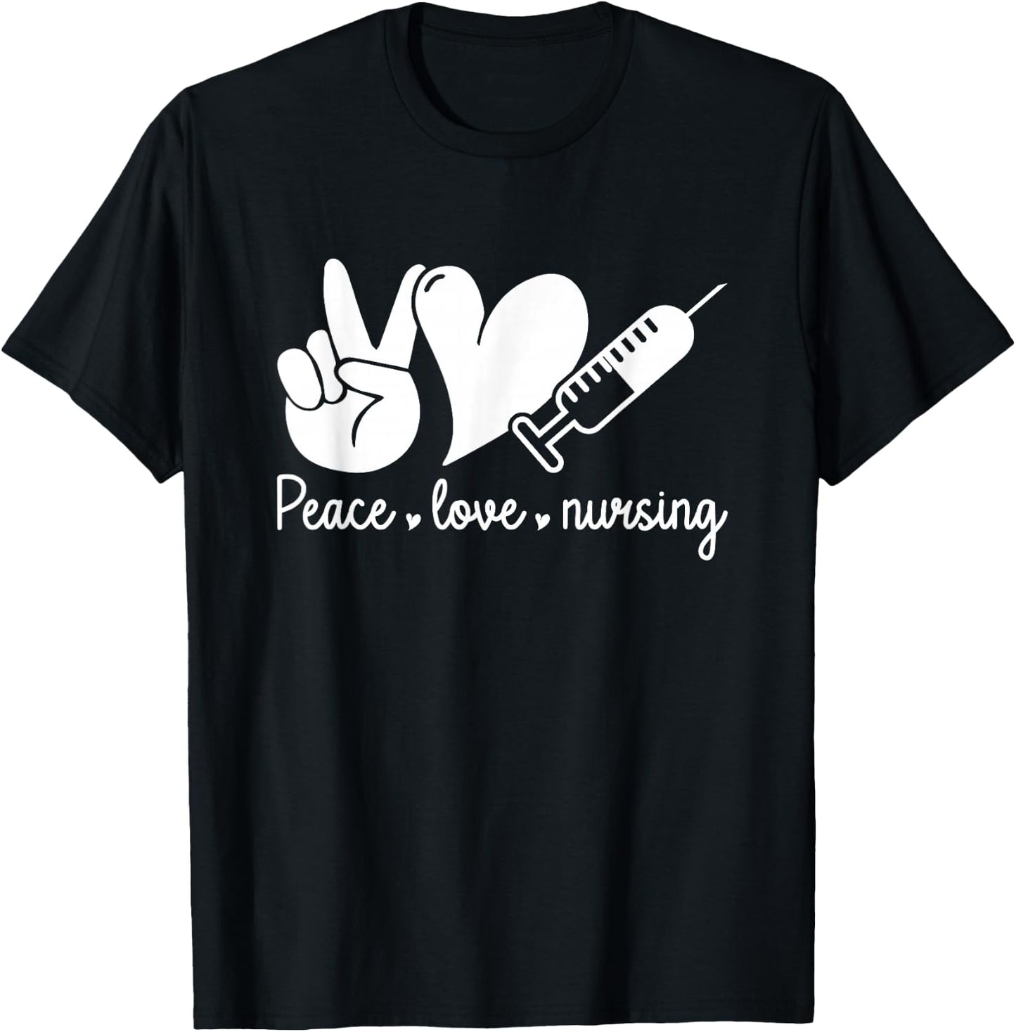 Peace Love Nursing Leopard Print Cute Nurse , Small, Black T-Shirt - T-Shirt | Black