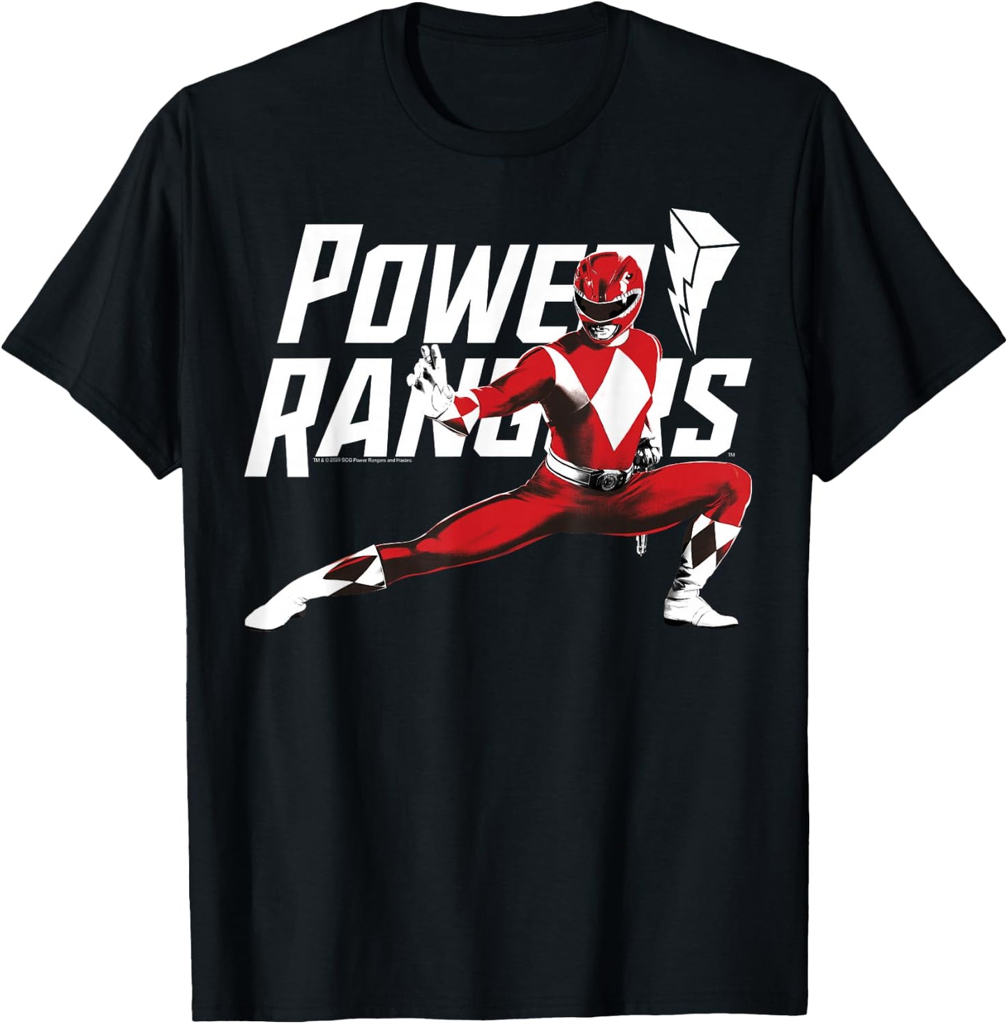 Power Rangers Red Ranger Karate Action Pose Logo T-Shirt - T-Shirt | Black