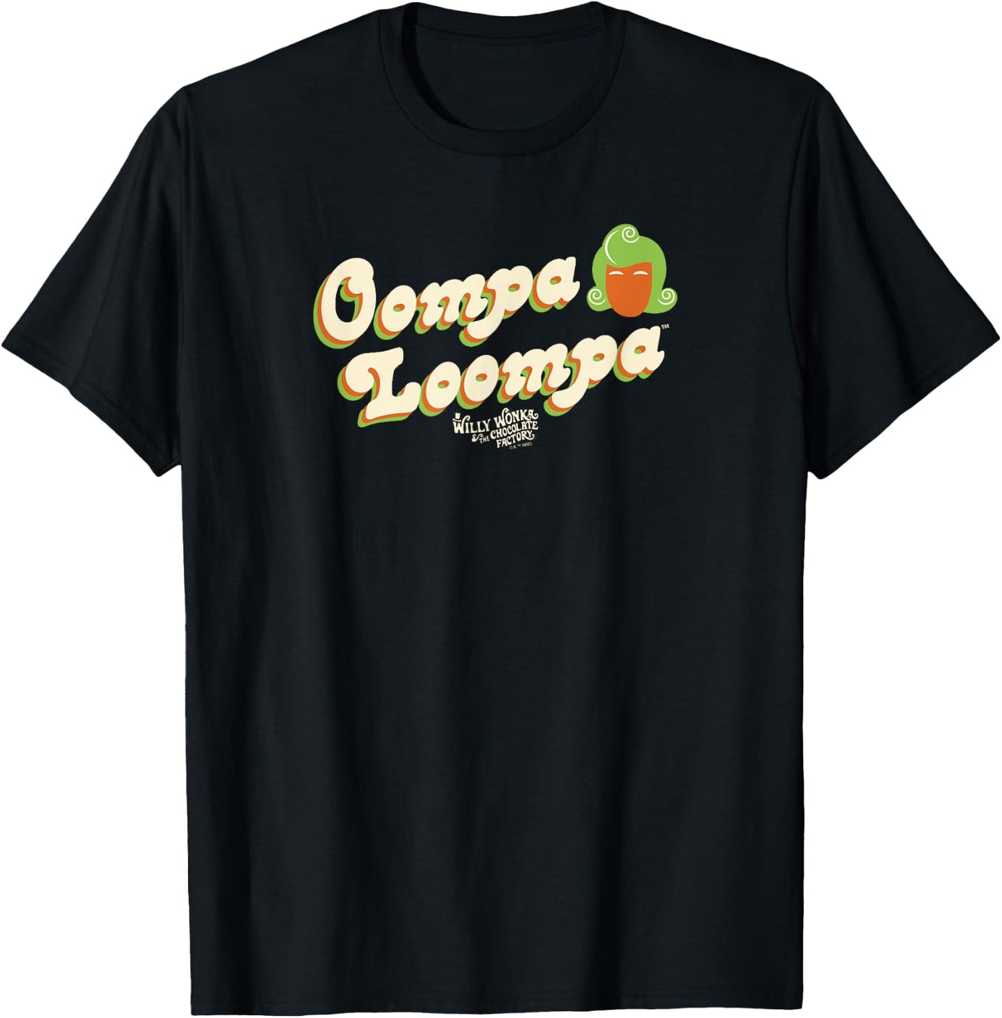 Willy Wonka And The Chocolate Factory Oompa Loompa Retro - , Black, Small, Short Sleeve, , Classic Fit, Solid Colors: 100% Cotton T-Shirt - T-Shirt | Black