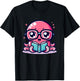 Adorable Book Lover Octopus With Reading Glasses Cute T-Shirt - T-Shirt | Black
