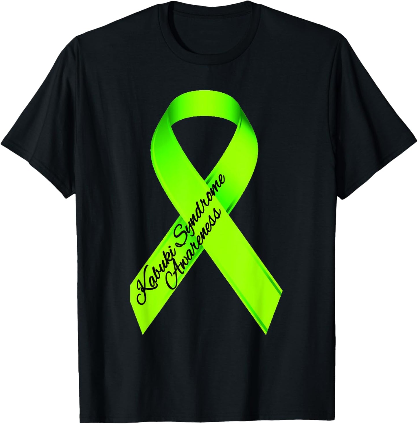 Kabuki Syndrome Awareness Lime Green Graffiti Ribbon T-Shirt - T-Shirt | Black
