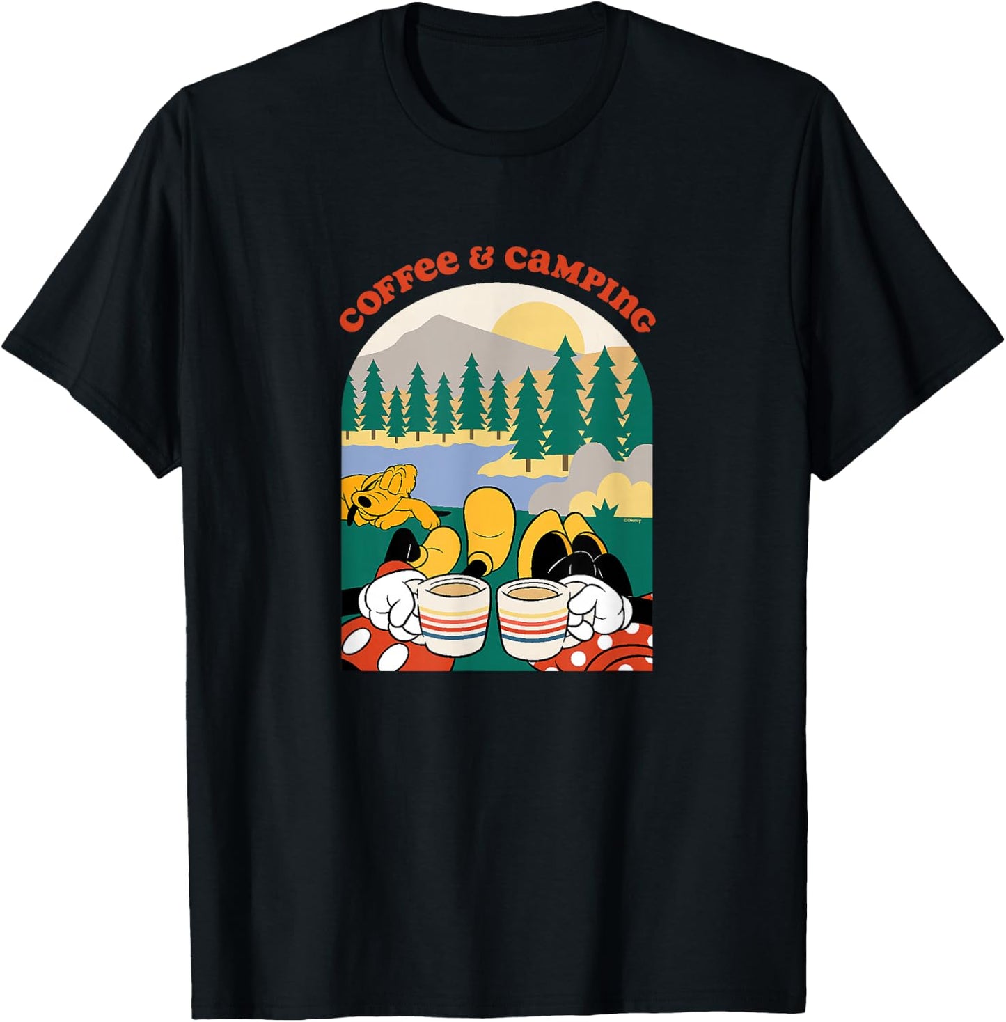 Mickey & Minnie Mouse - Coffee & Camping T-Shirt - T-Shirt | Black
