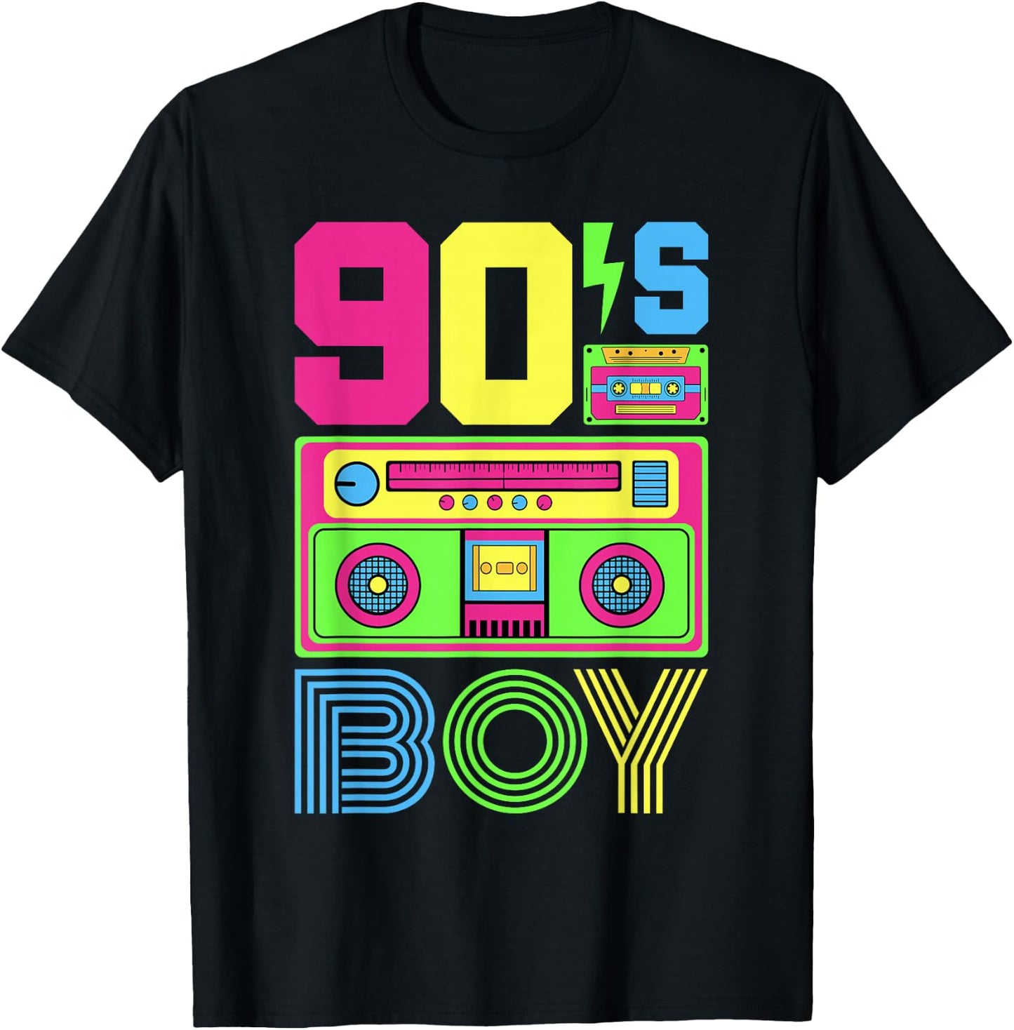90s Boy 1990s Fashion 90 Theme Party Outfit Nineties Costume T-Shirt - T-Shirt | Black