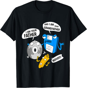 I Am Your Father Gamer Geek Humor Floppy Disk CD USB Stick T-Shirt - T-Shirt | Black