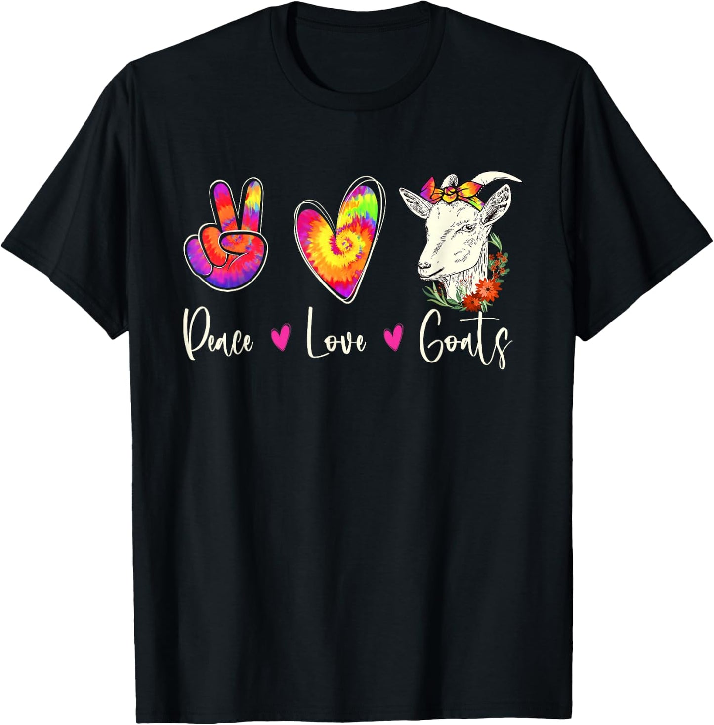 Peace Love Goats - Goat Whisperer Farm Animal Lover Farmer T-Shirt - T-Shirt | Black