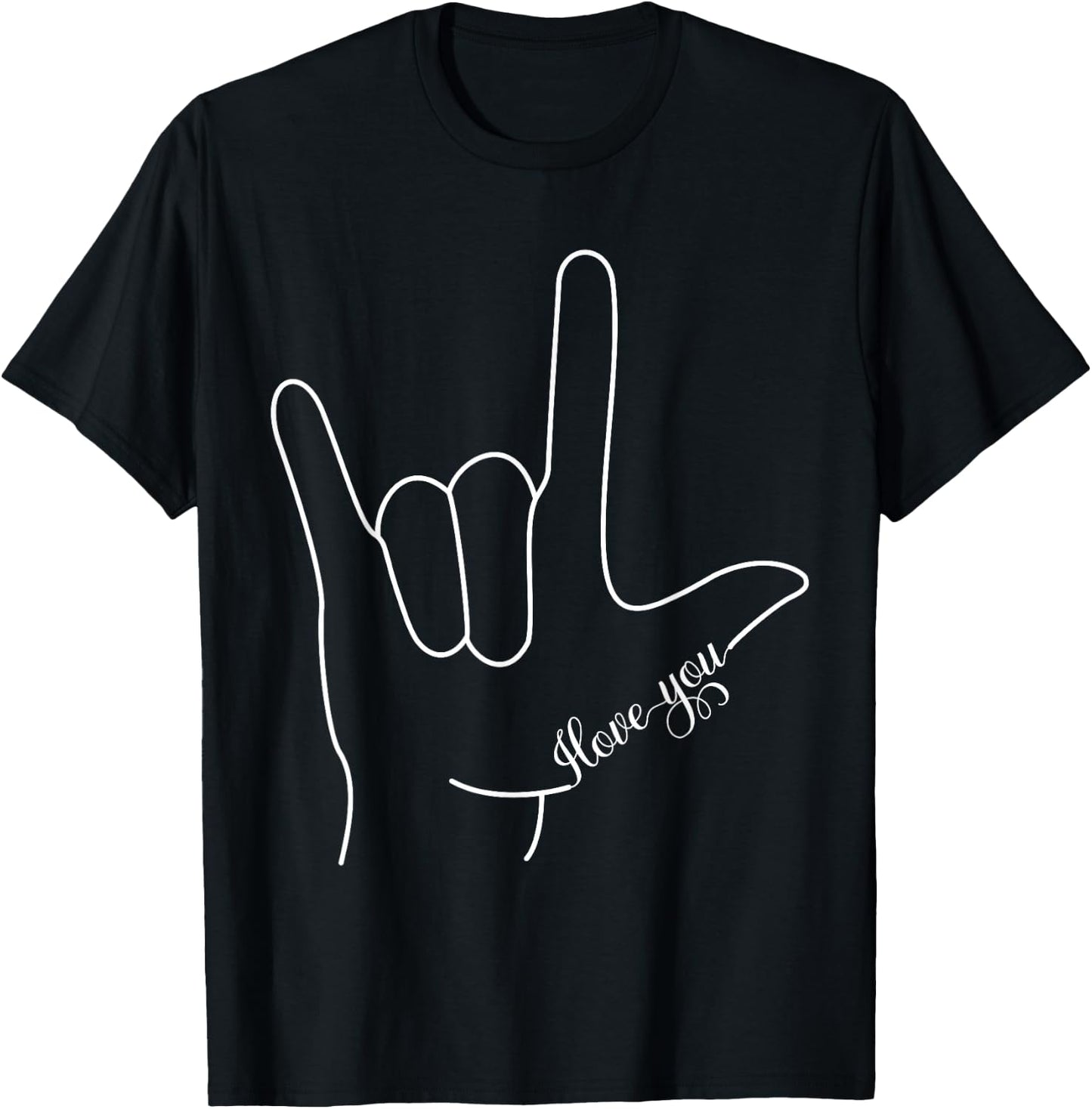 I Love You Hand Sign American Sign Language ASL for Lovers T-Shirt - T-Shirt | Black
