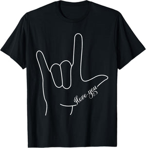 I Love You Hand Sign American Sign Language ASL for Lovers T-Shirt - T-Shirt | Black