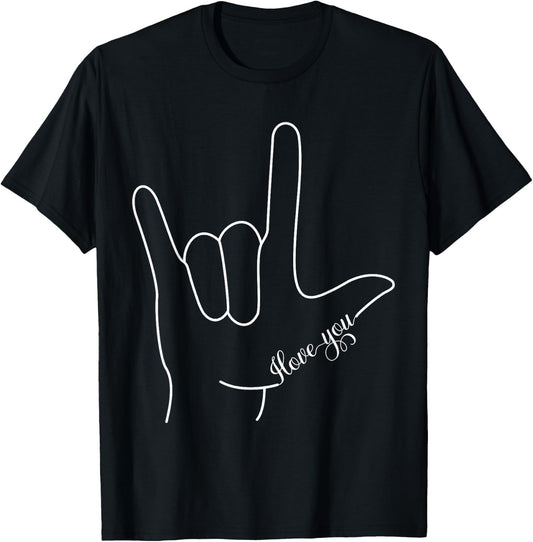I Love You Hand Sign American Sign Language ASL for Lovers T-Shirt - T-Shirt | Black