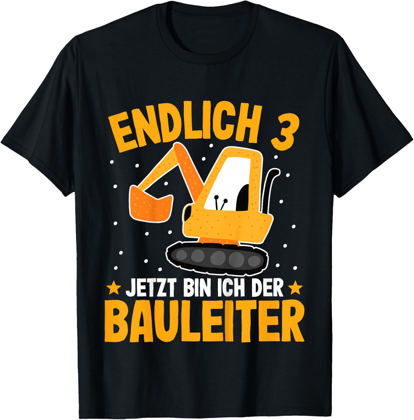 Children's Excavator 3 Years Boy | Boys 3rd Birthday Digger , black T-Shirt - T-Shirt | Black