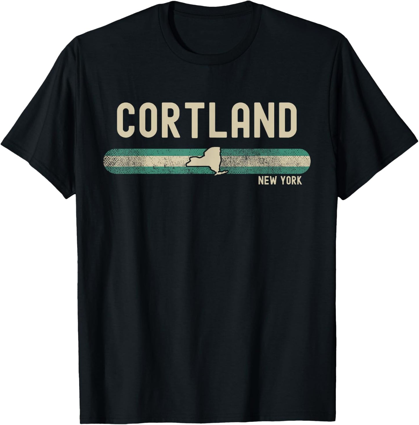 Cortland NY | New York | Travel & 80s Style T-Shirt - T-Shirt | Black