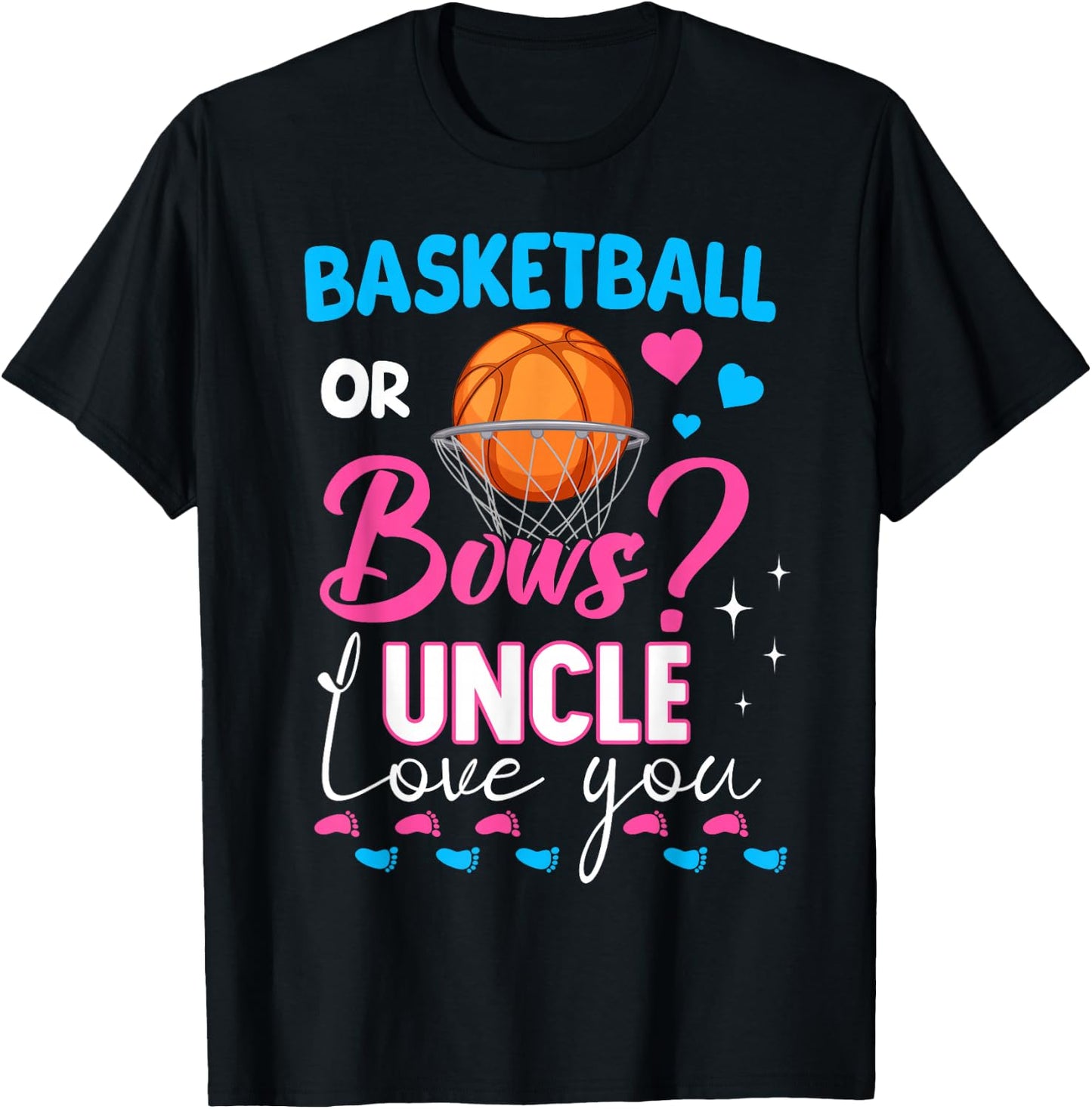 Basketball or Bows Uncle Loves You 2025 Gender Reveal T-Shirt - T-Shirt | Black
