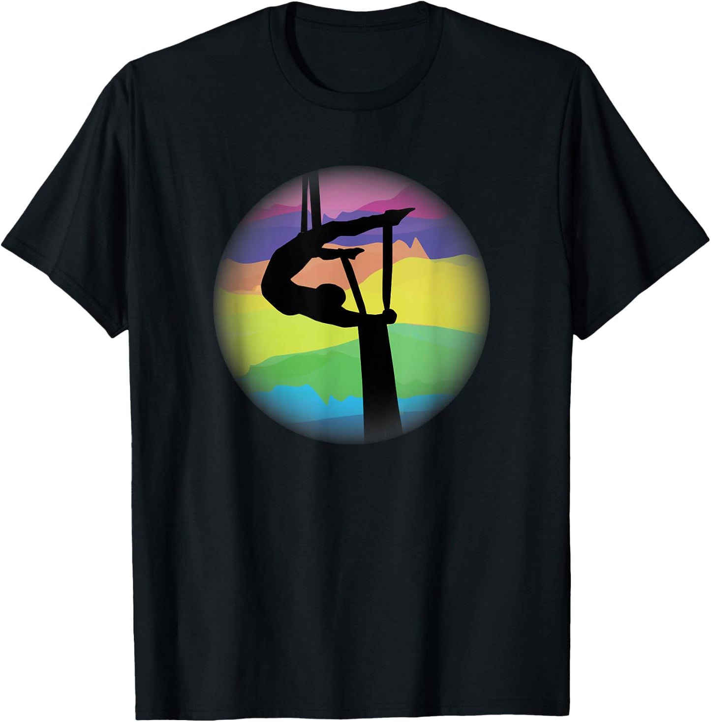 Aerial Silks Bright Silhouette Graphic T-Shirt - T-Shirt | Black