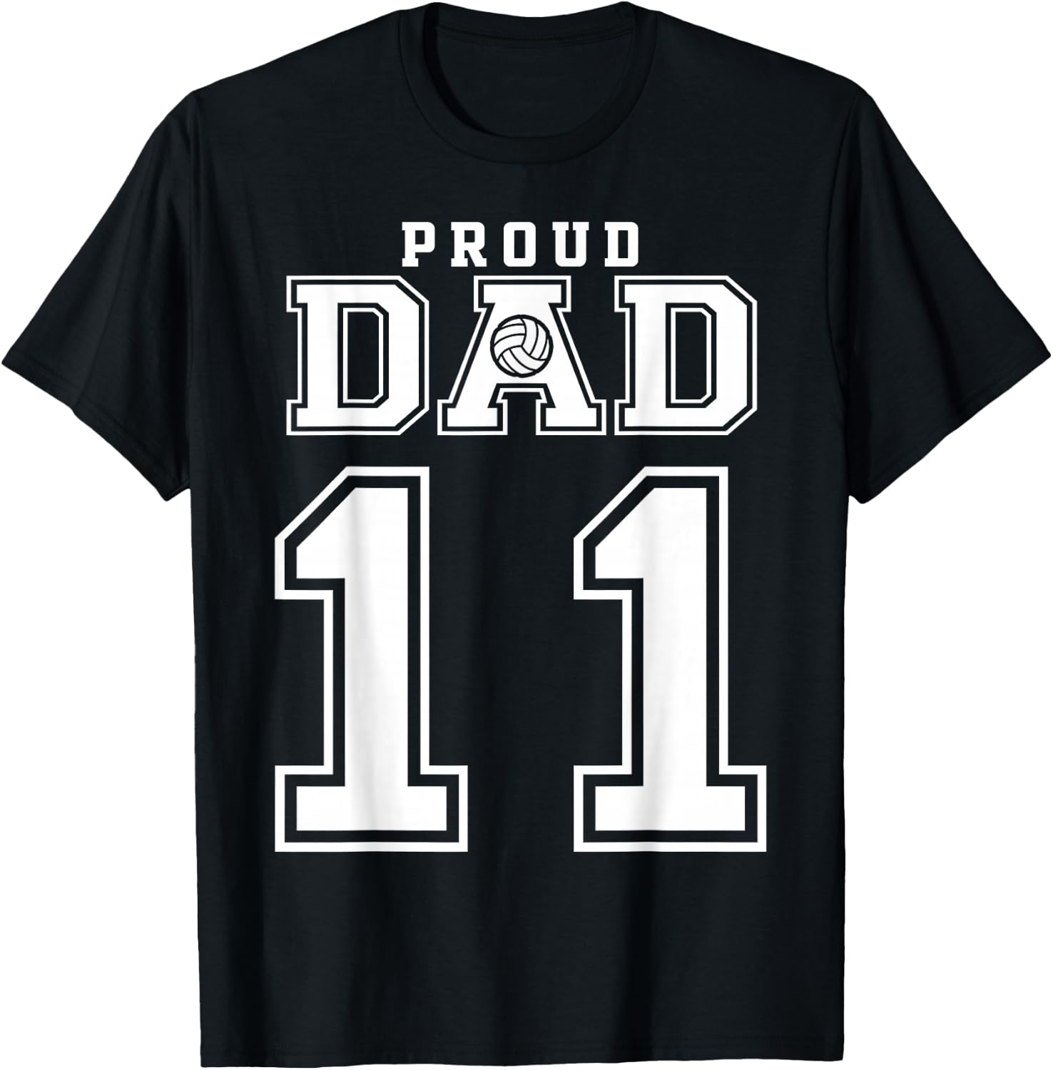 Custom Proud Volleyball Dad Number 11 Personalized T-Shirt - T-Shirt | Black