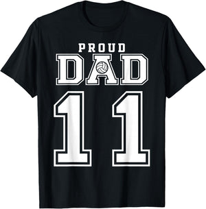 Custom Proud Volleyball Dad Number 11 Personalized T-Shirt - T-Shirt | Black