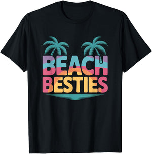 Beach Besties Summer Vacation Design T-Shirt - T-Shirt | Black