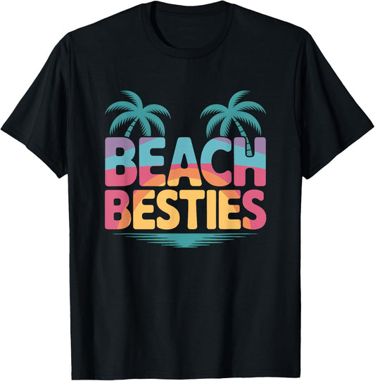 Beach Besties Summer Vacation Design T-Shirt - T-Shirt | Black