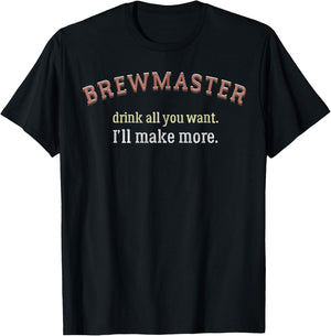 Brewmaster Drink Beer Homebrew Brewer Alcohol Drinking T-Shirt - T-Shirt | Black