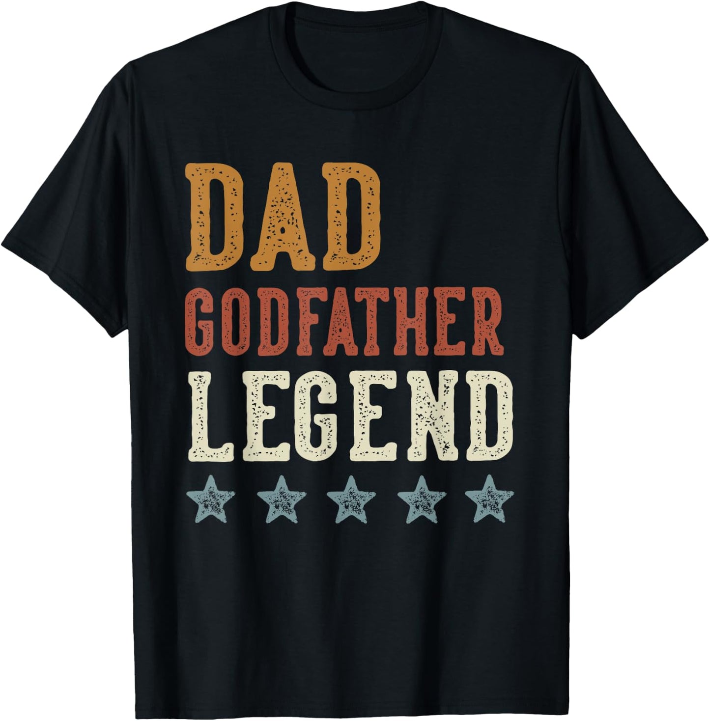 Dad Godfather Legend - Classic Retro Distressed Lettering T-Shirt - T-Shirt | Black
