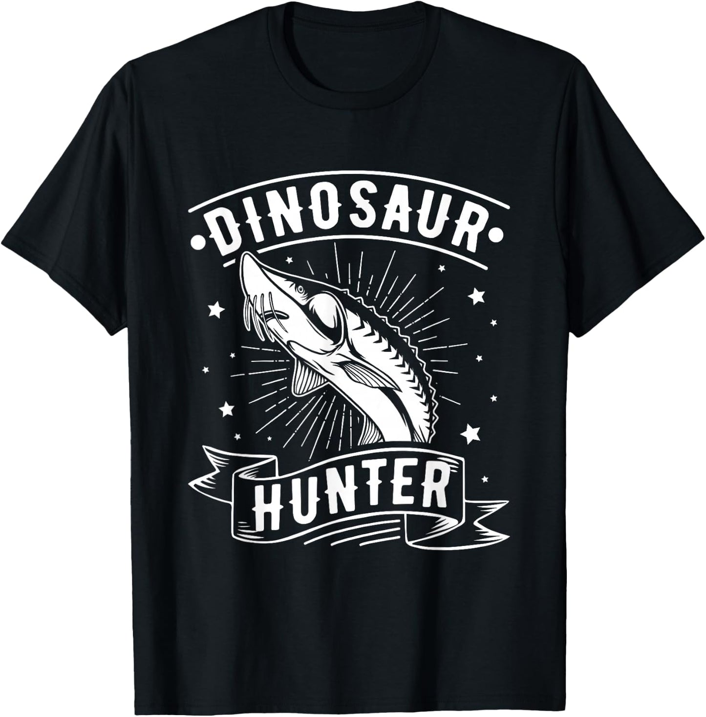 Dinosaur Hunter - Sturgeon Fishing T-Shirt - T-Shirt | Black