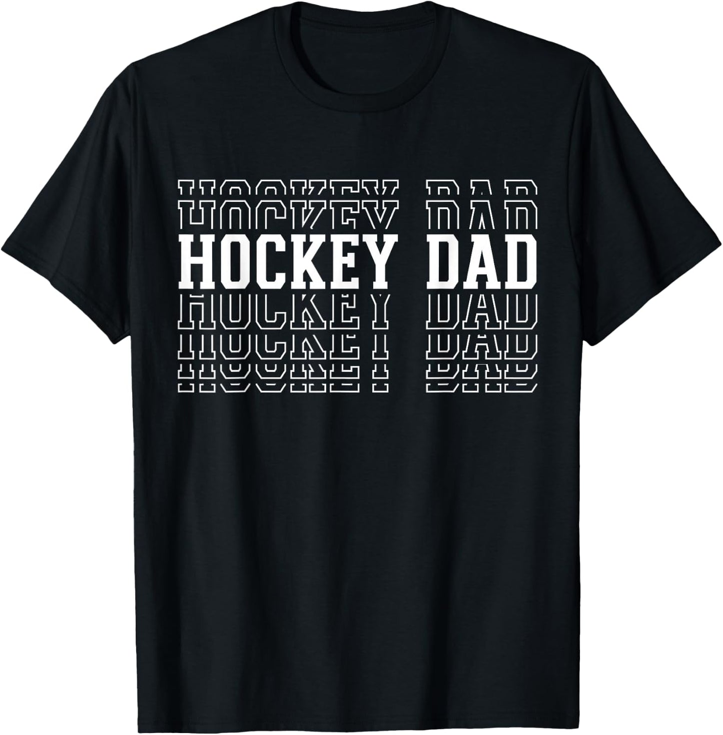 Hockey Dad Funny Layered Text Father Coach Player T-Shirt - T-Shirt | Black