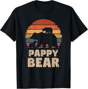 Pappy Bear Vintage Retro Funny Father's Day 2 Cubs Kids T-Shirt - T-Shirt | Black