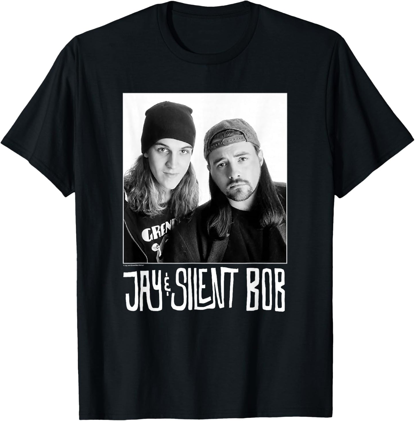 Jay & Silent Bob Close Up Black & White Portrait T-Shirt - T-Shirt | Black