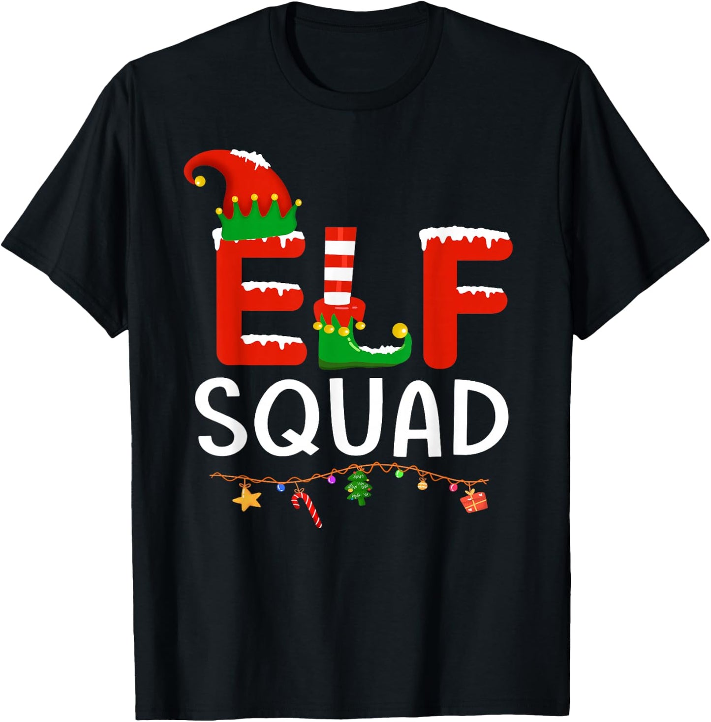 Elf Family Christmas Matching Pajamas Men Women Elf Squad T-Shirt - T-Shirt | Black