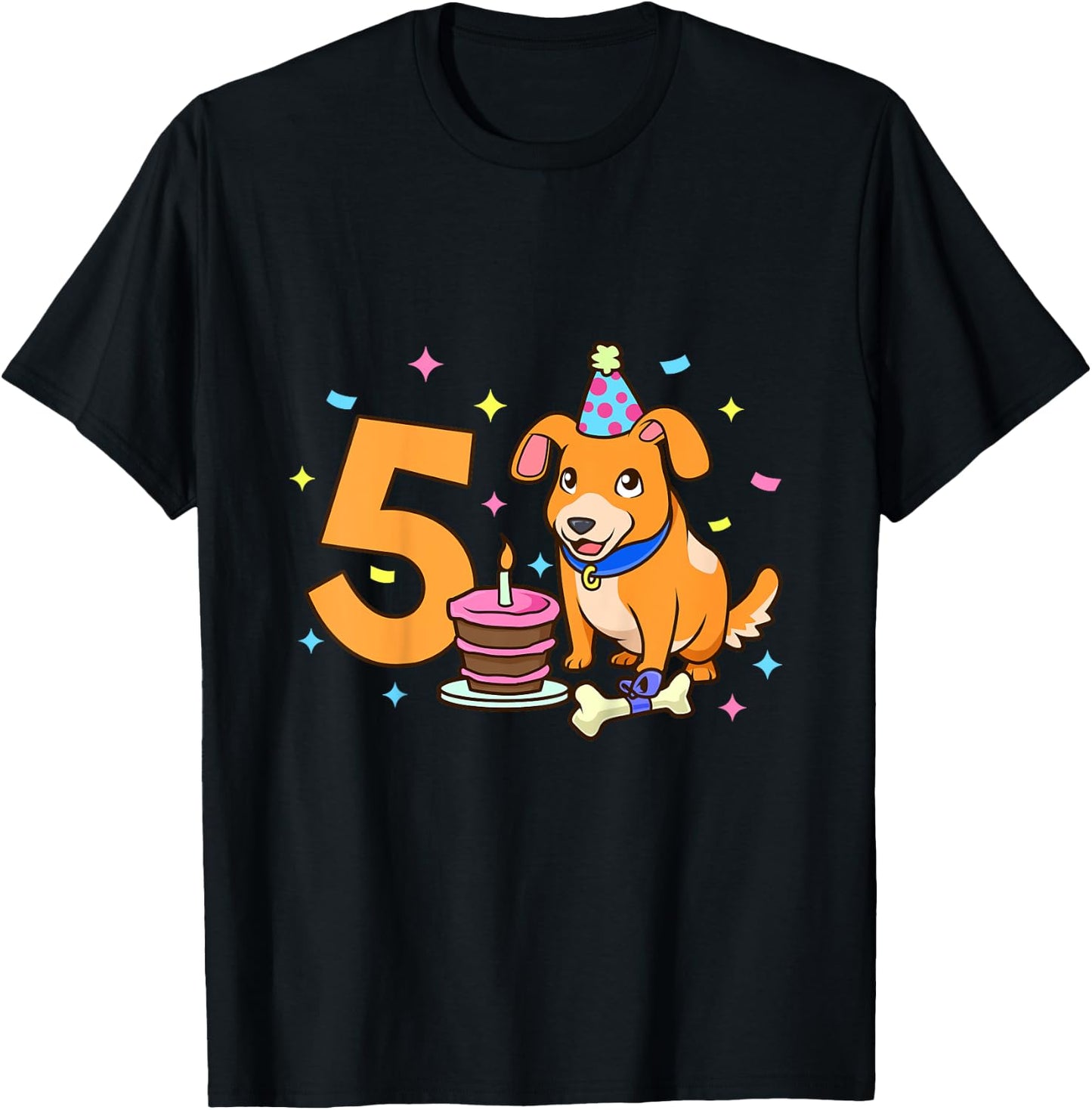 Geburtstagsshirt Hund - Kinder Geburtstag 5 Jahre T-Shirt - T-Shirt | Black