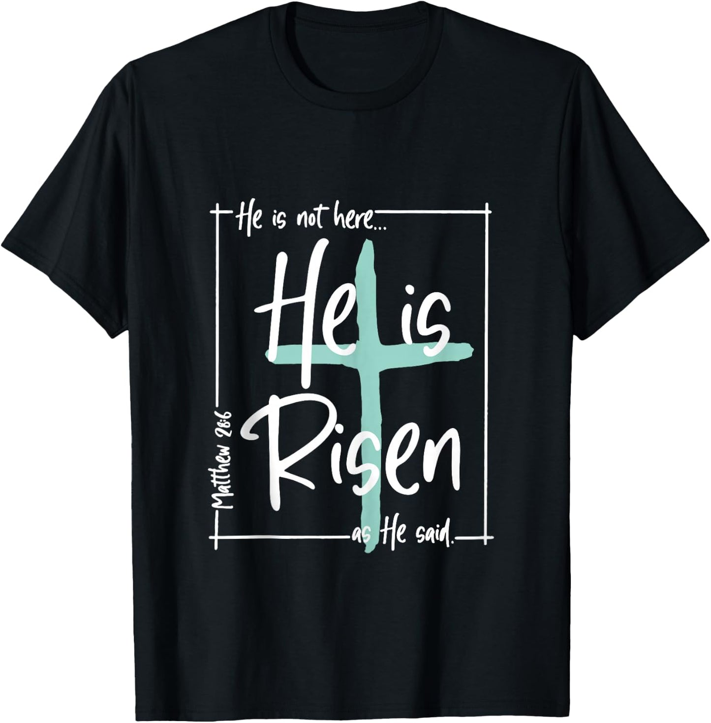 He Is Risen Shirt Easter Christian Cross Men Women Kids T-Shirt - T-Shirt | Black