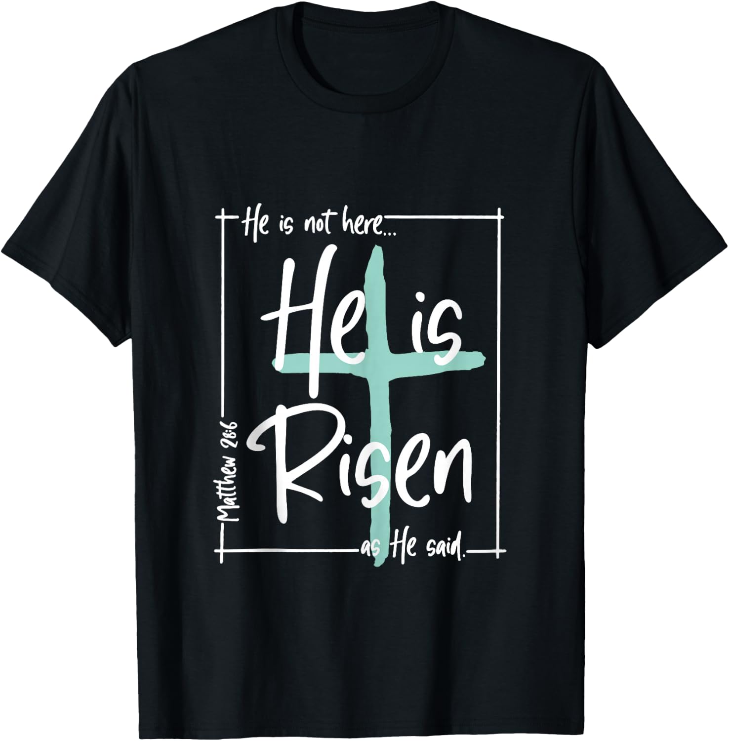 He Is Risen Shirt Easter Christian Cross Men Women Kids T-Shirt - T-Shirt | Black