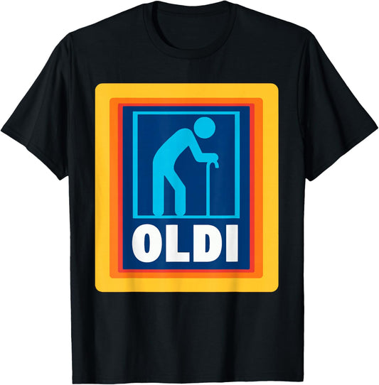 Funny OLDI Shirt - - Black - Short Sleeve - - S - Crew Collar - Graphic Design - Classic Plain Cotton - Gifts for Various Occasions T-Shirt - T-Shirt | Black