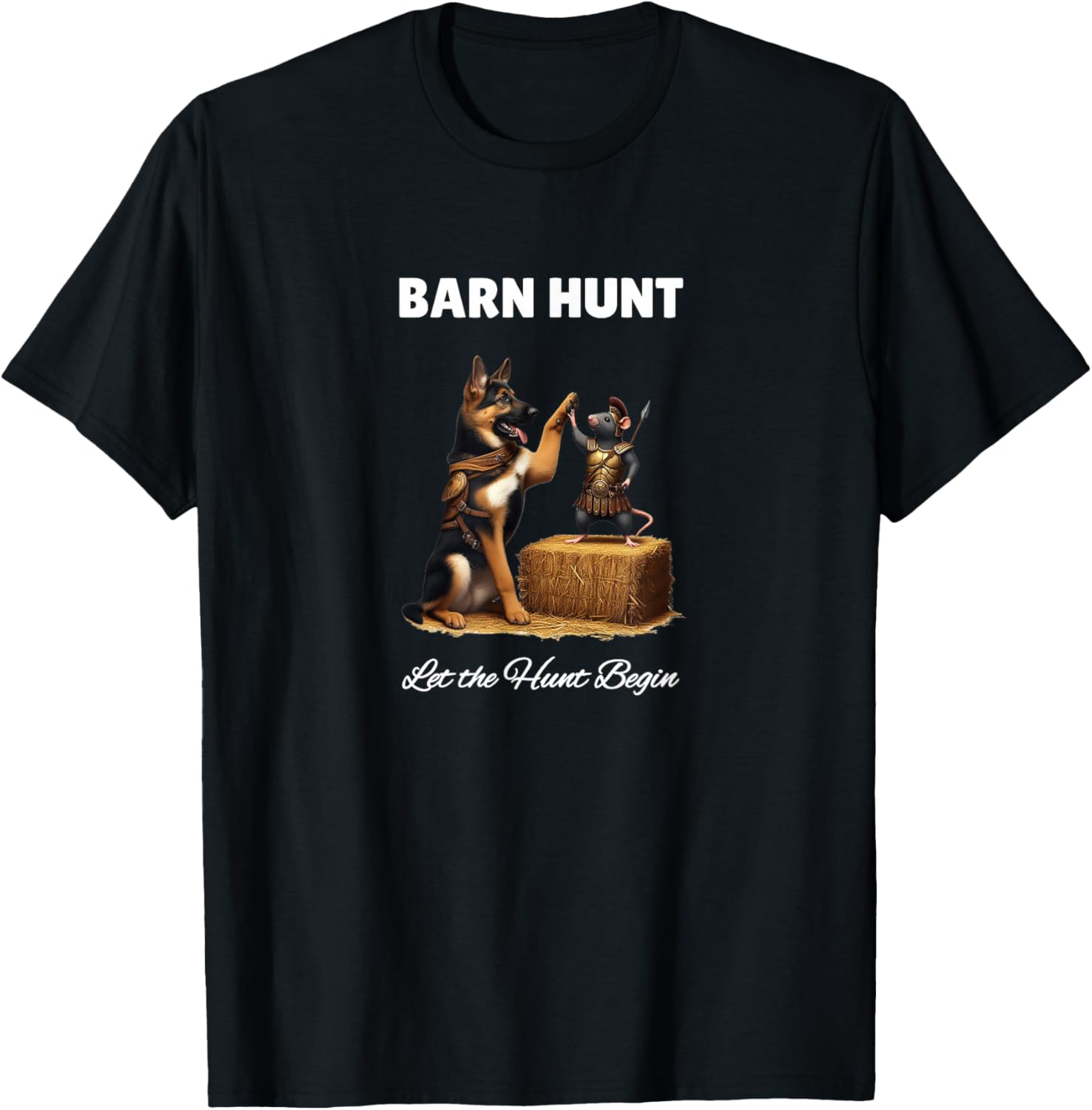 Barn Hunt Lover - cute warrior Rat and German Shepherd dog T-Shirt - T-Shirt | Black