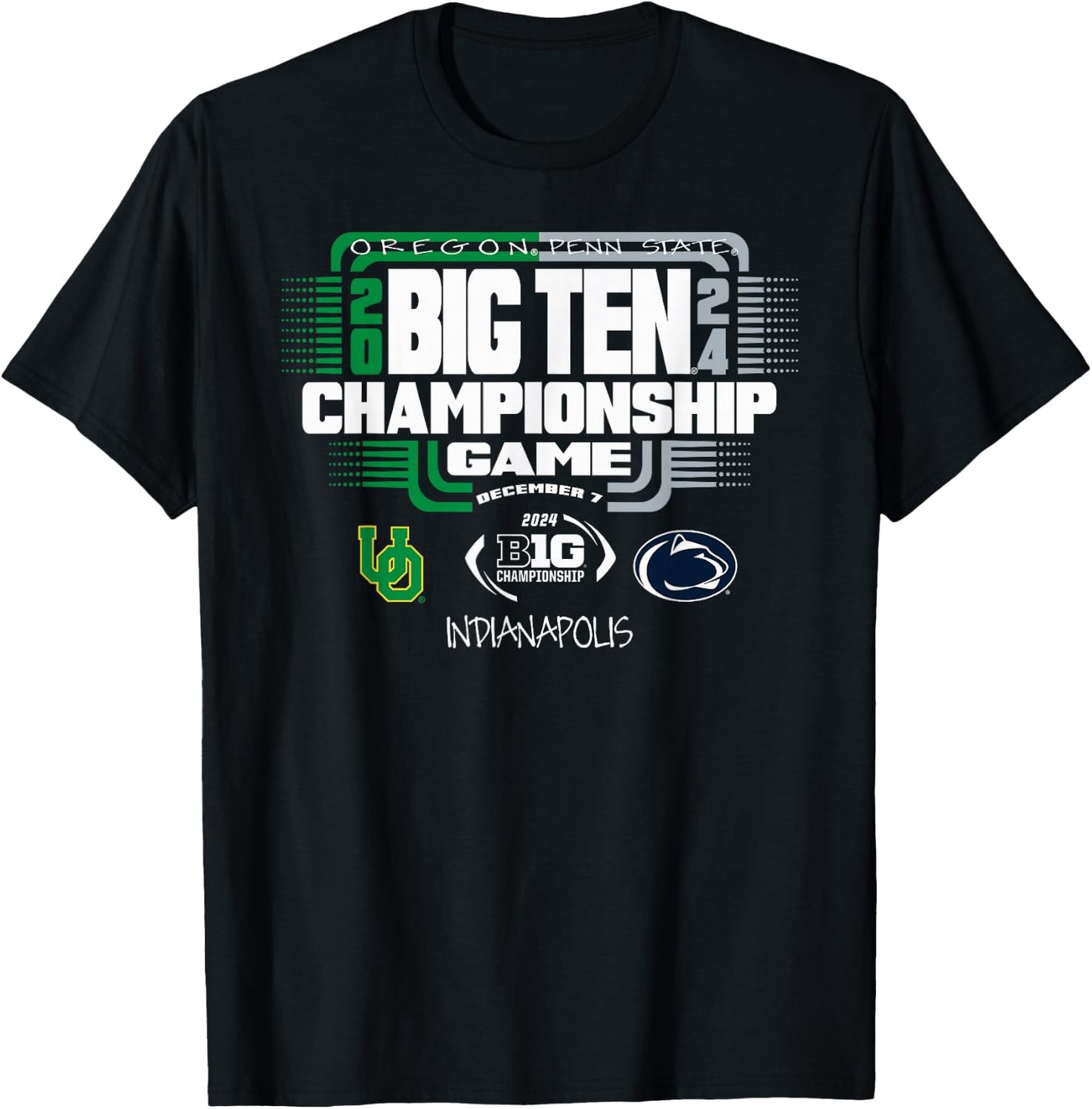 Oregon Ducks vs PSU Nittany Lions Big Ten Championship 2024 T-Shirt - T-Shirt | Black