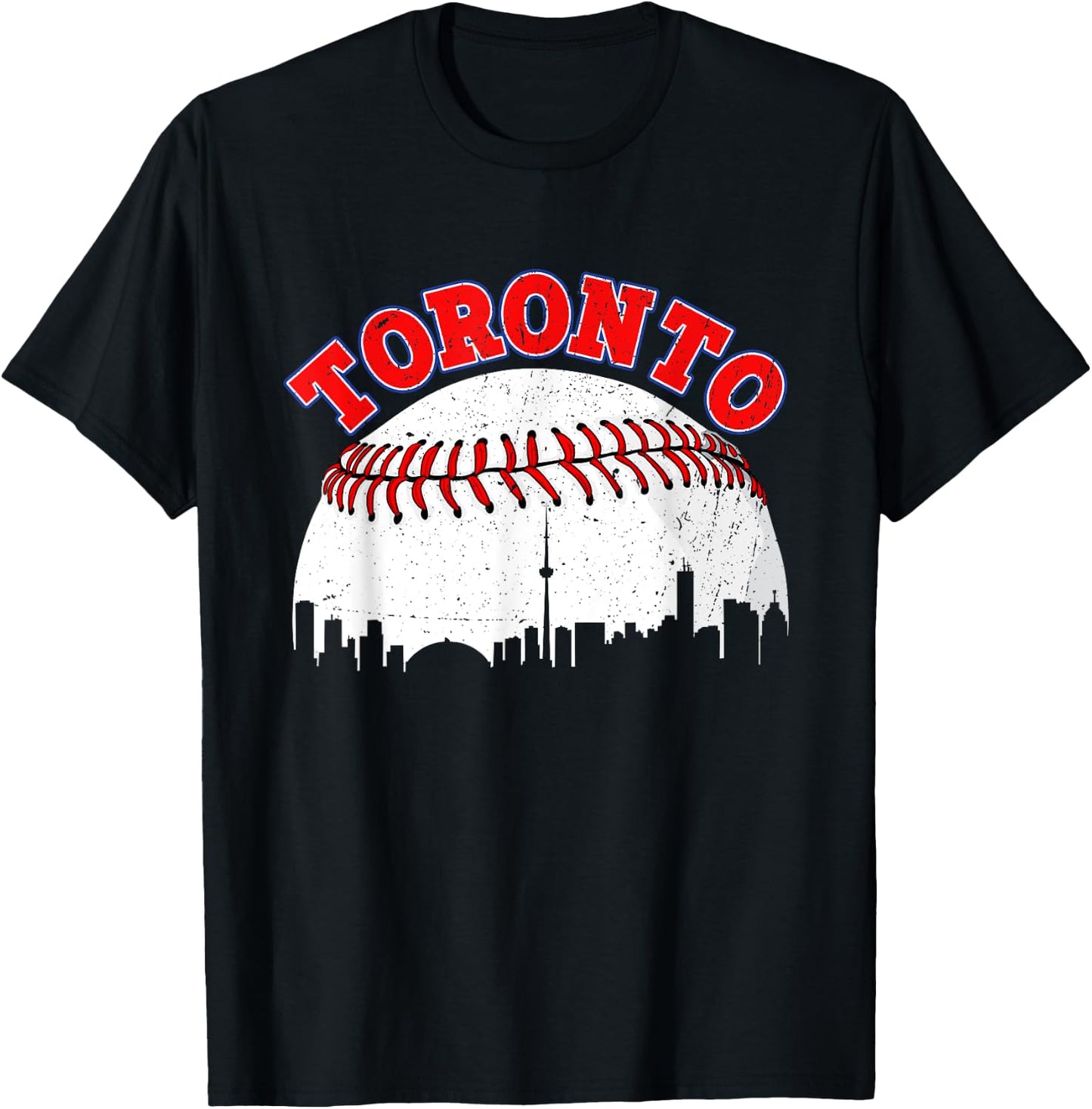Distressed Baseball Toronto Cityscape Women T-Shirt - T-Shirt | Black