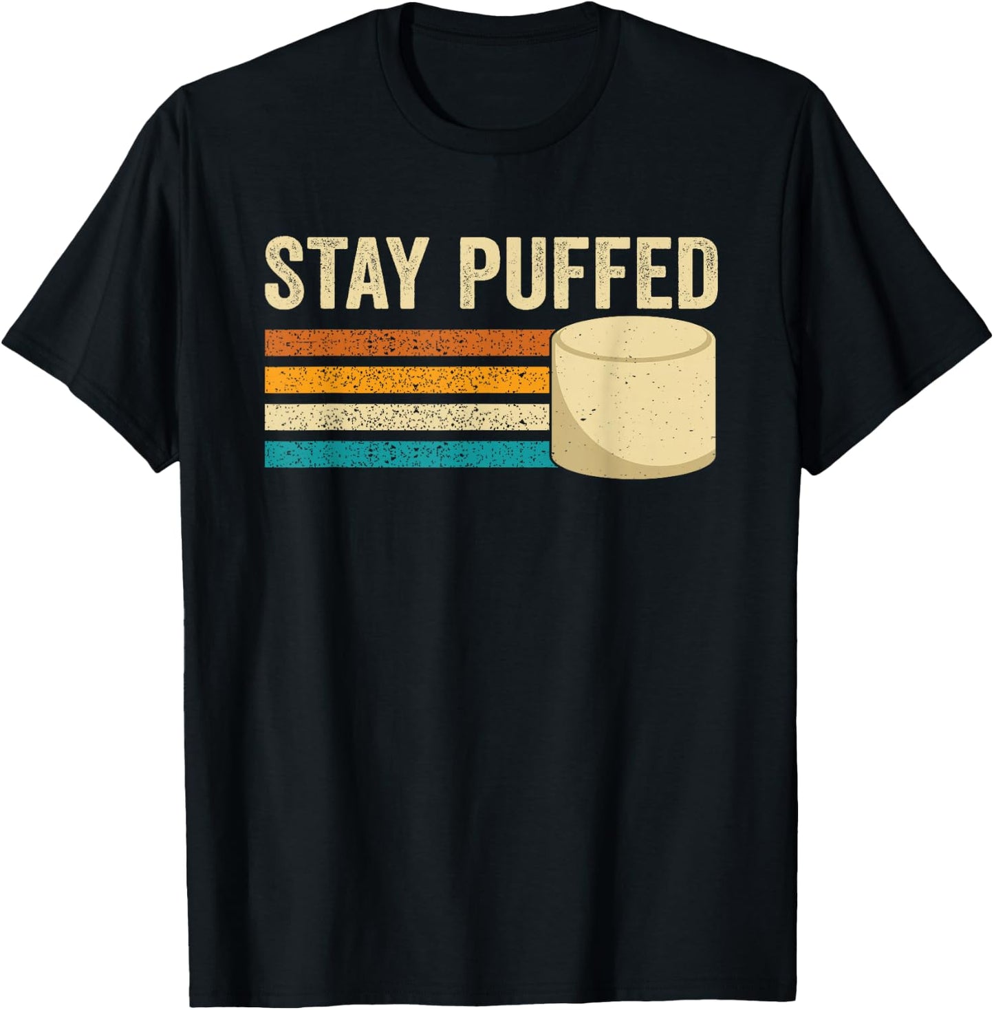 Marshmallow Funny Stay Puffed Retro Sweet Treat For Camping T-Shirt - T-Shirt | Black