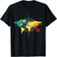 Compass Globe World Travel Colourful World Map, black, s T-Shirt - T-Shirt | Black
