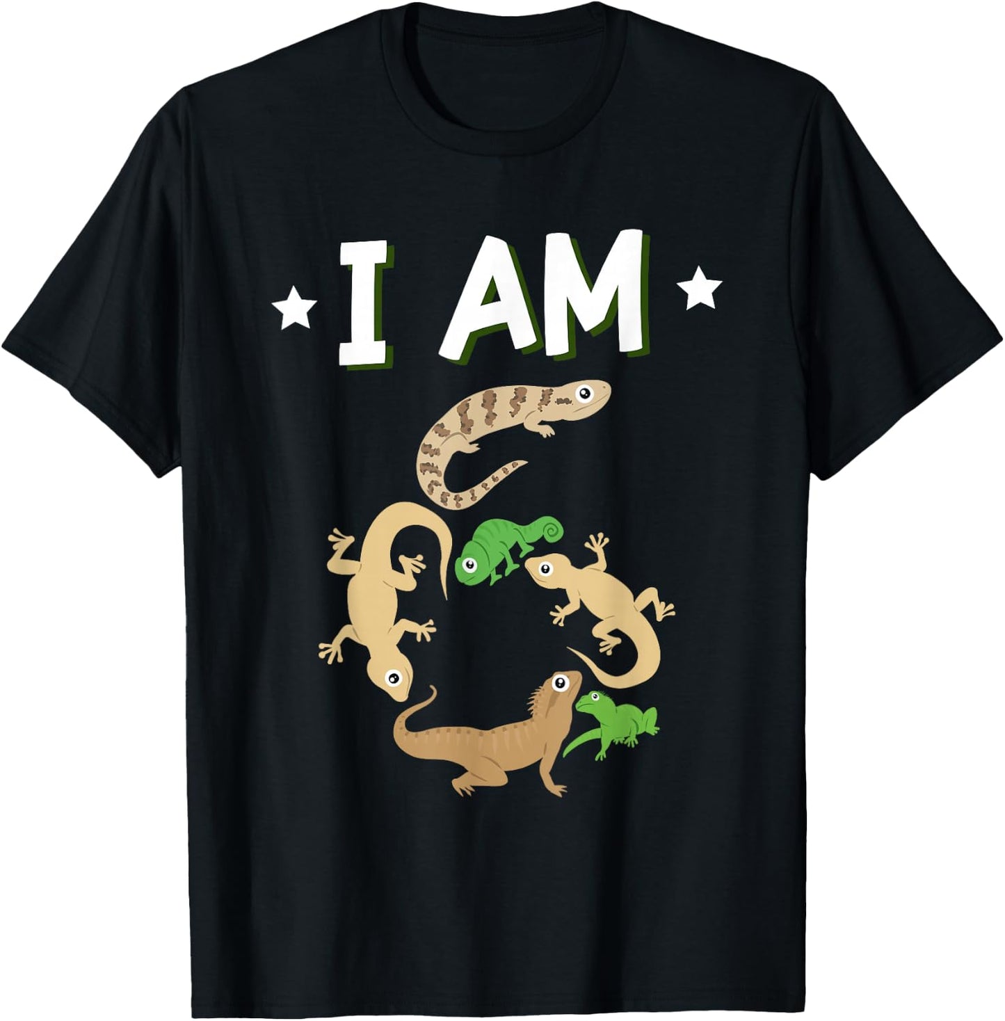 Kids 6 Years Old Reptile Lizard Themed 6th Birthday T-Shirt - T-Shirt | Black