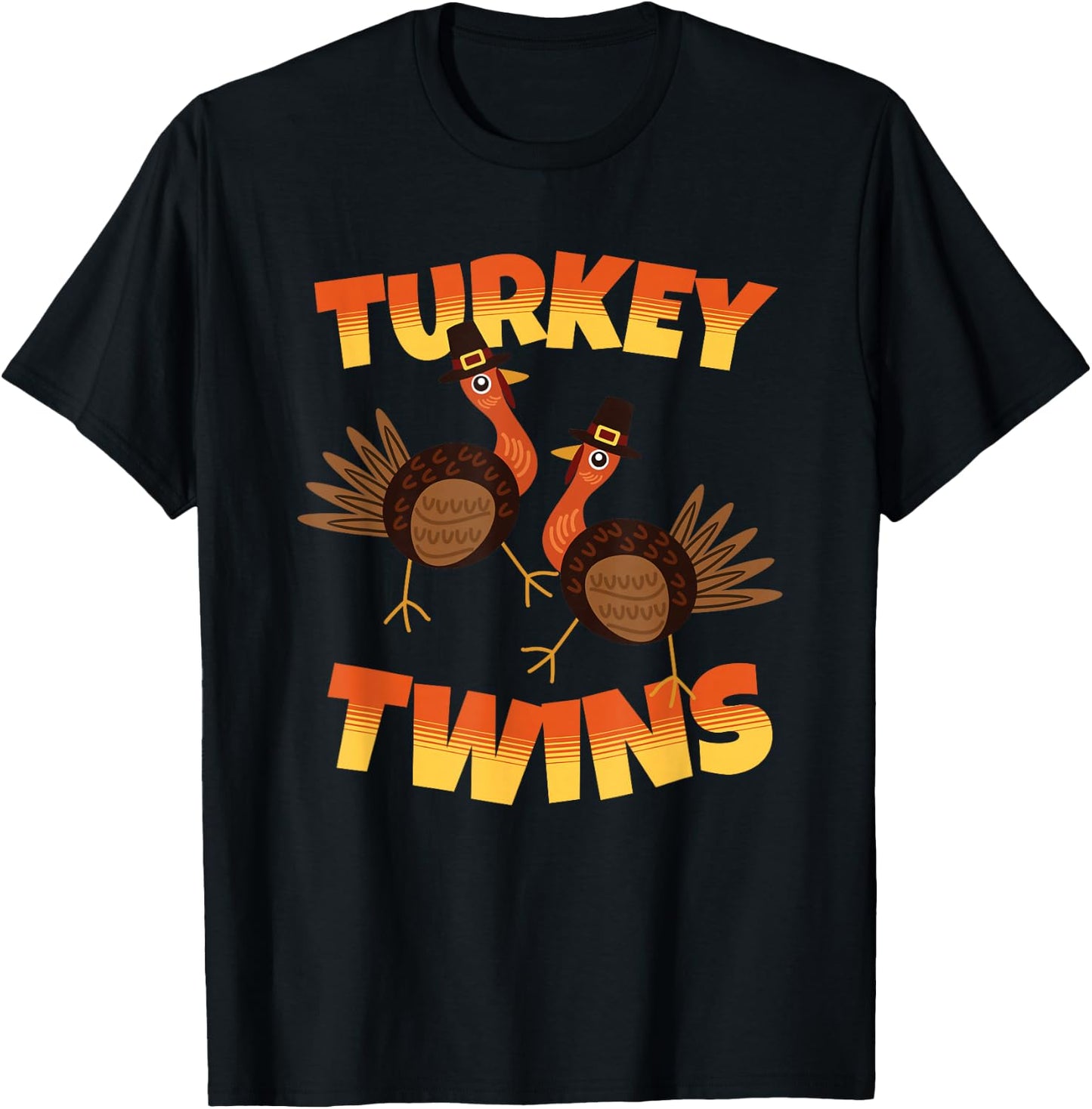 Thanksgiving Matching Twins Turkeytwins Funny Humor Turkey T-Shirt - T-Shirt | Black