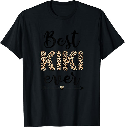 Cute Best Kiki Ever Leopard Girl Women Mothers Day T-Shirt - T-Shirt | Black